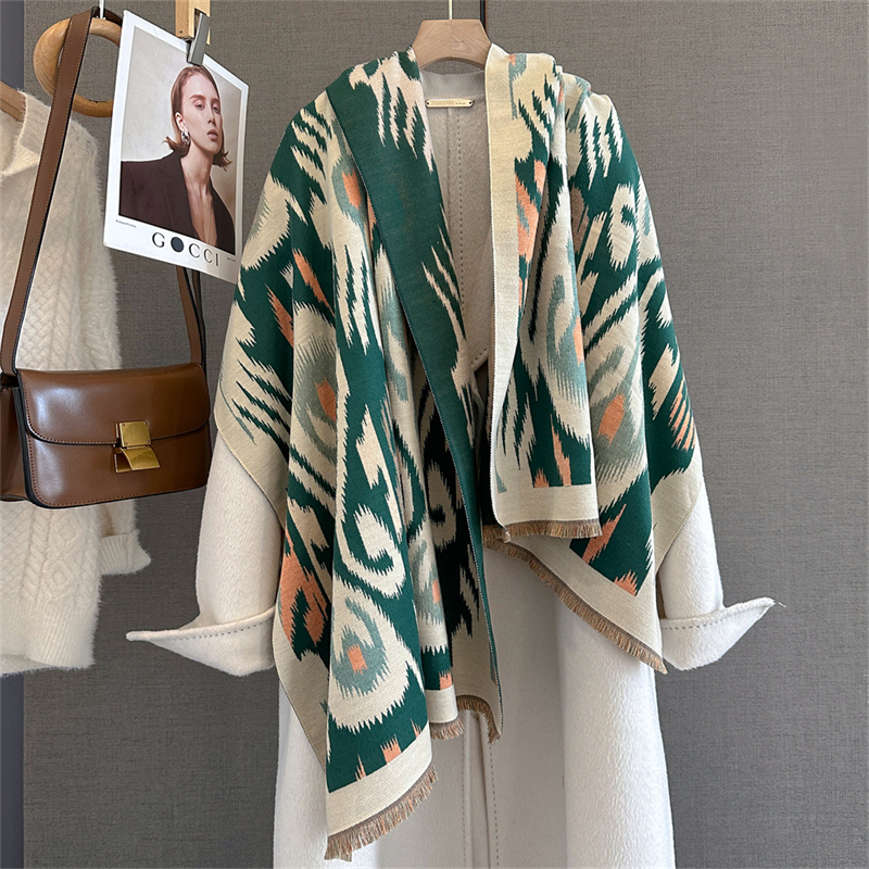Women'S Fashion Poncho - 2025 Brand Warm Cashmere Poncho Shawl