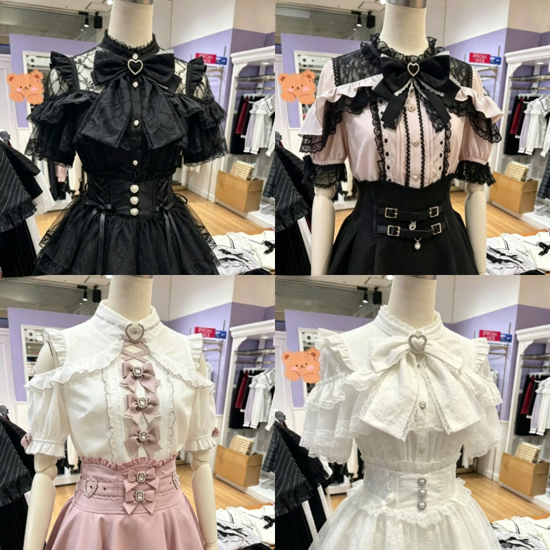 Women Fashion Japan - Lolita Bow Decor Blouse Subcultural Fashion