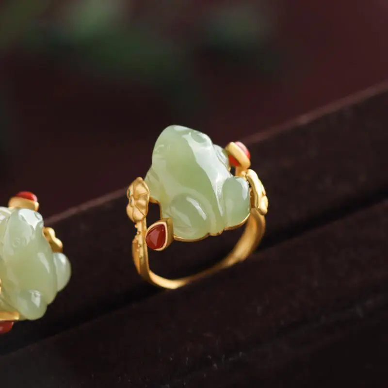Green Jade Frog Rings Charms N - Women Fashion Jewellery avis et prix