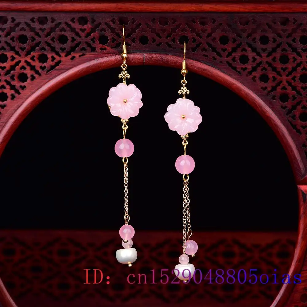 Pink Jade Flower Earrings Chal - Women Fashion Jewellery avis et prix