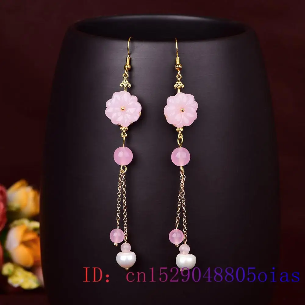 Pink Jade Flower Earrings Chal - Women Fashion Jewellery avis et prix