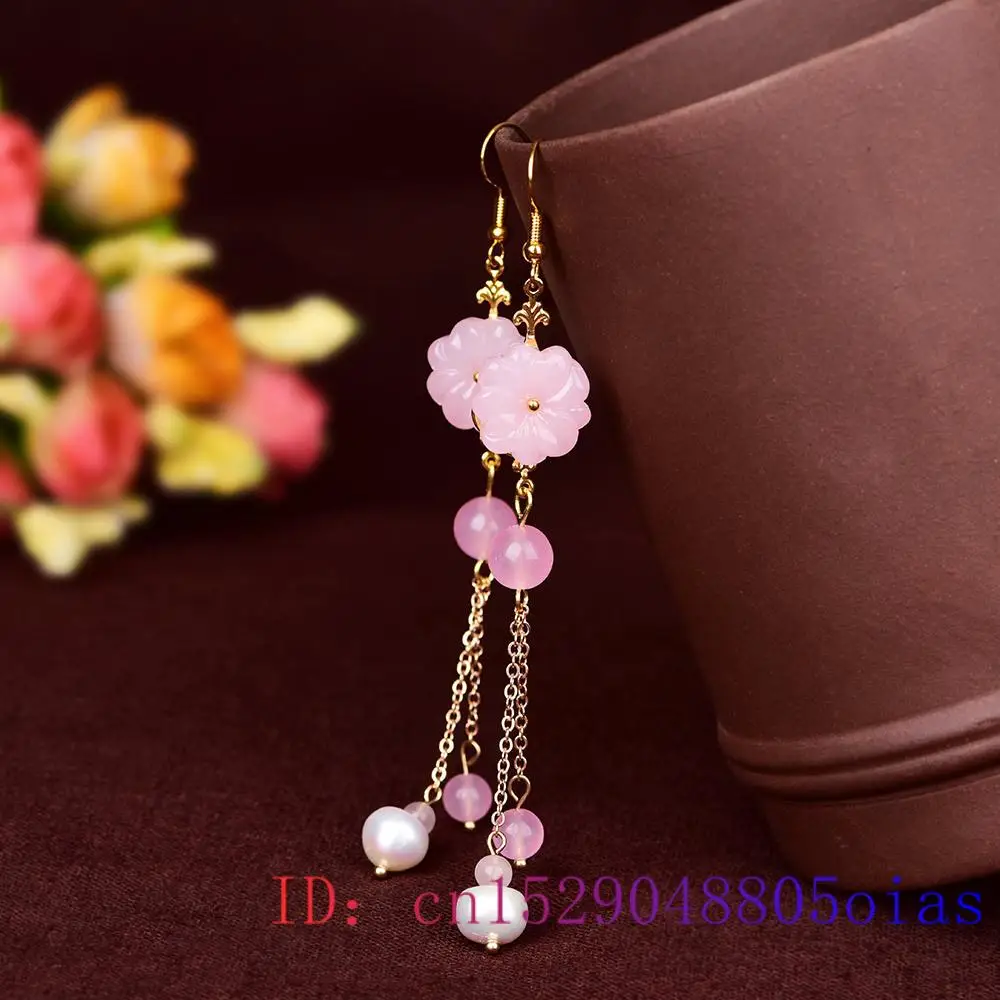 Pink Jade Flower Earrings Chal - Women Fashion Jewellery avis et prix