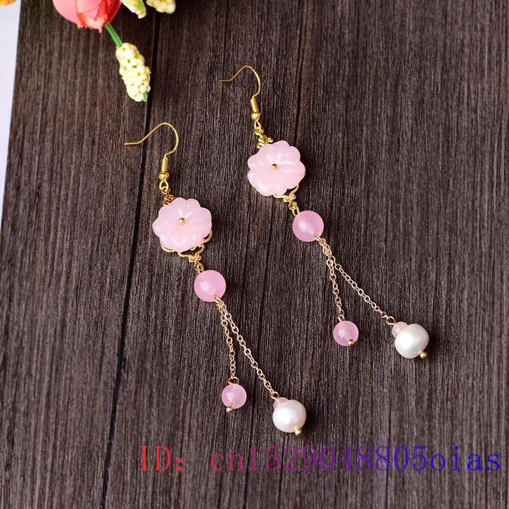 Pink Jade Flower Earrings Chal - Women Fashion Jewellery avis et prix