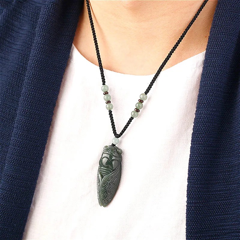 Natural Hetian Jade Cicada Pen - Women Fashion Jewellery avis et prix