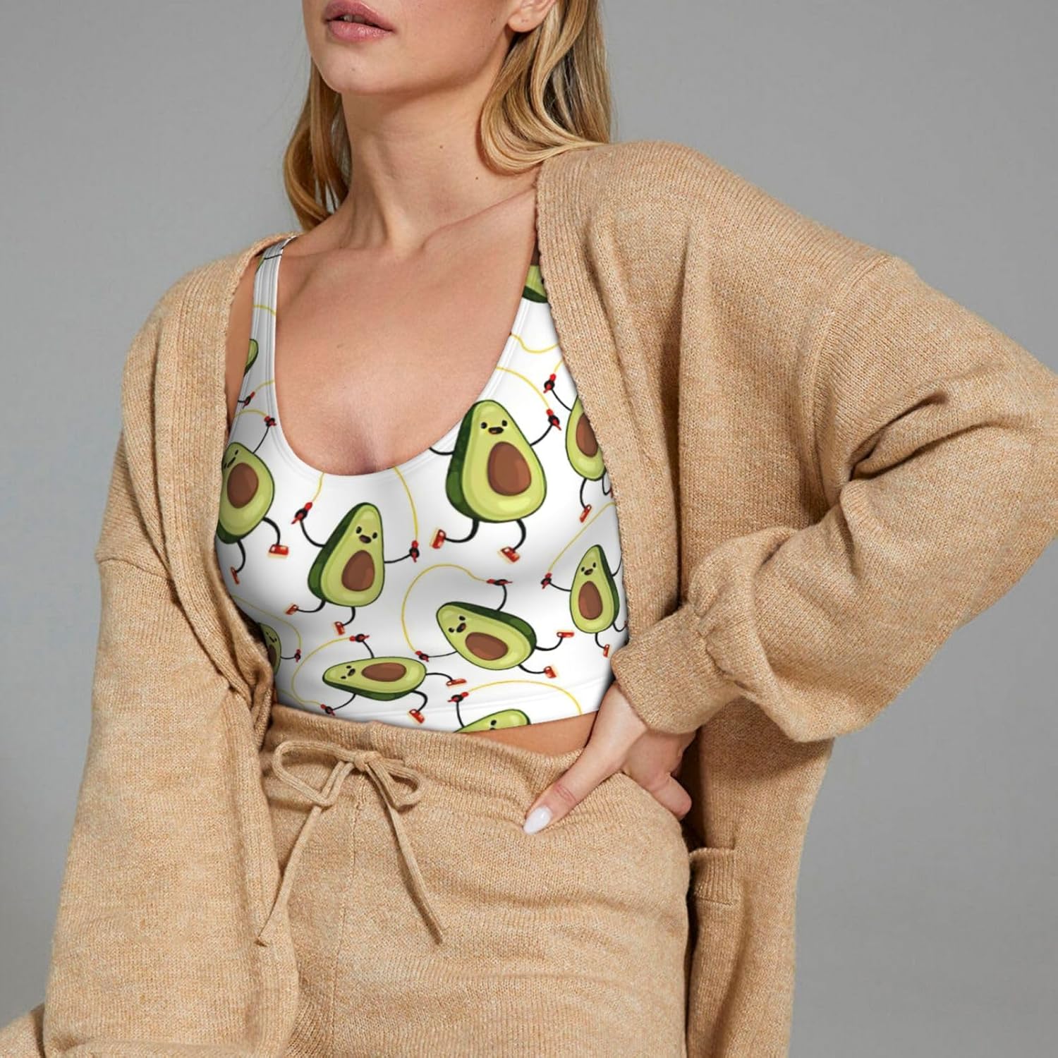 Funny Cartoon Avocados Print L - Women Fashion Vest avis et prix