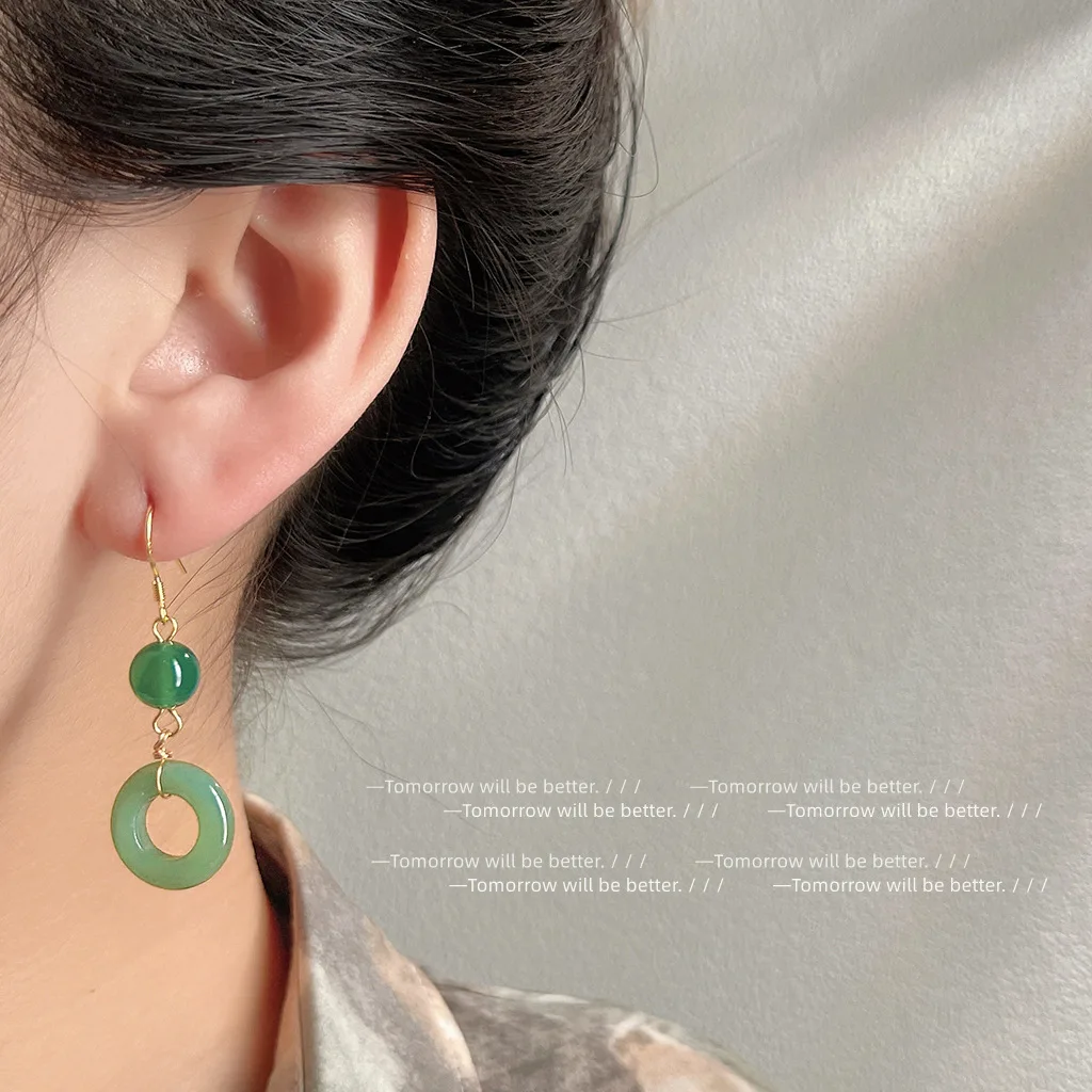 Green Real Jade Ring Earrings  - Women Fashion Jewellery avis et prix