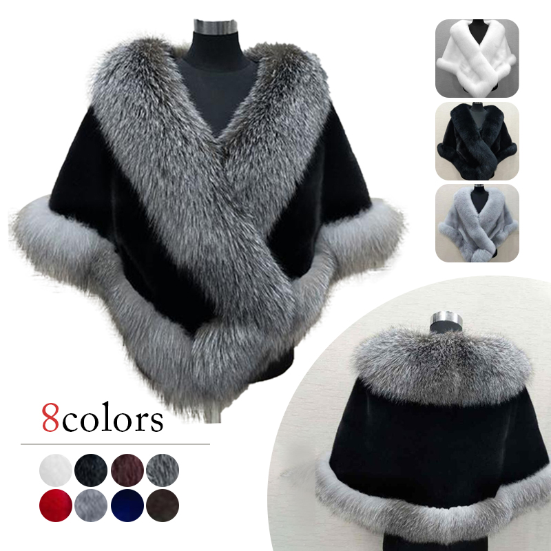 Women Winter Faux Mink Fox Fur - Women'S Fashion Poncho avis et prix