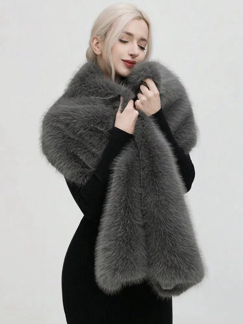 Fashion Luxury Faux Fox Fur Sh - Women'S Fashion Poncho avis et prix