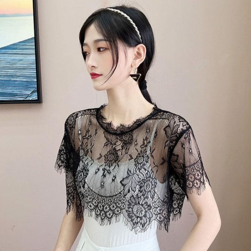 Female Lace Lace Shawl White B - Women'S Fashion Poncho avis et prix