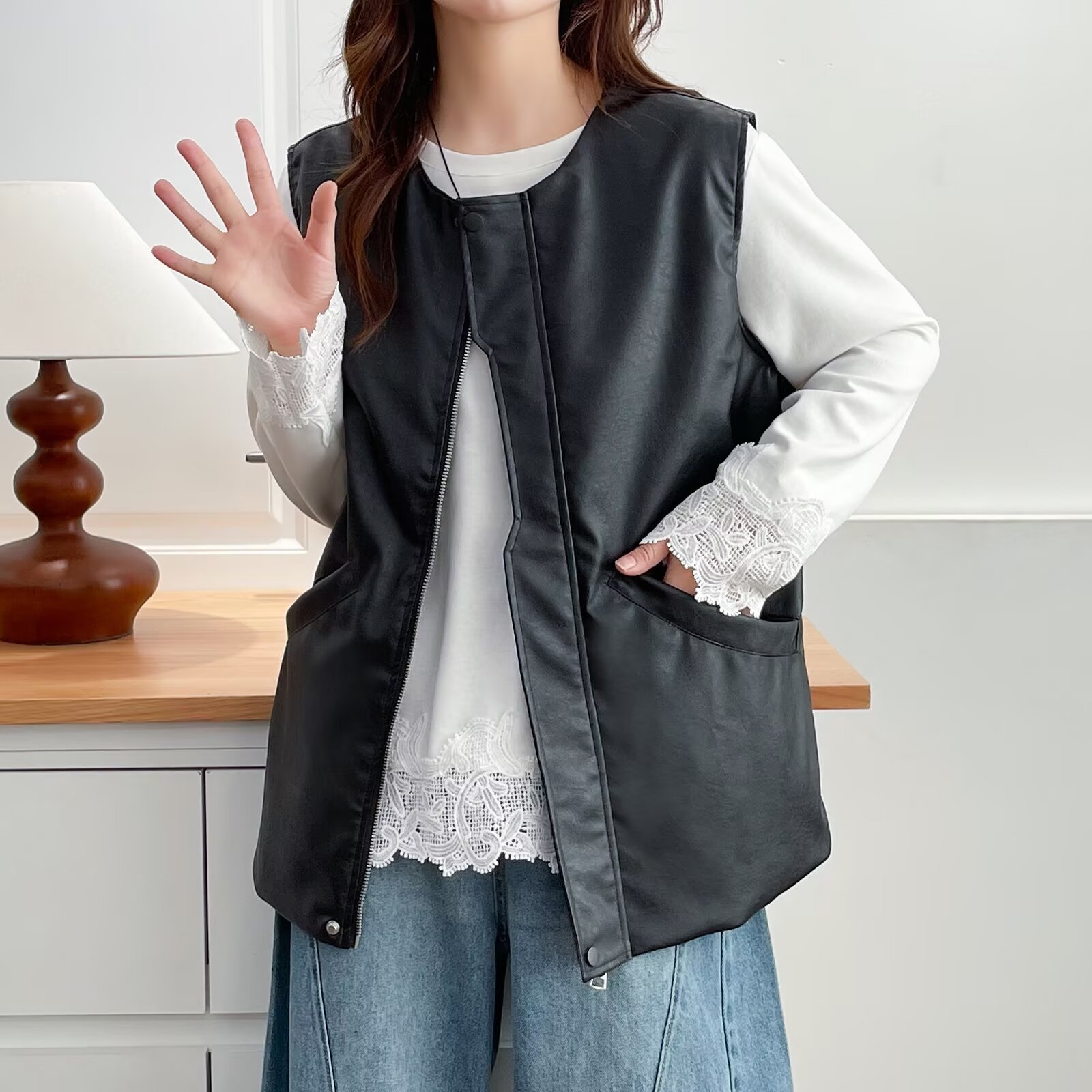 Fashion Plus Size Women's Leat - Women Fashion Vest avis et prix