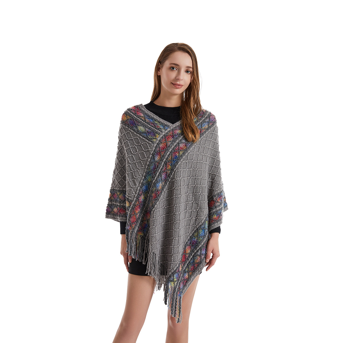 Women Spring Autumn Poncho Uni - Women'S Fashion Poncho avis et prix