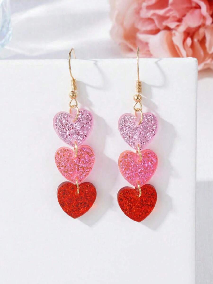 1 Pair Fashionable Acrylic Hea - Women'S Fashion Earrings avis et prix