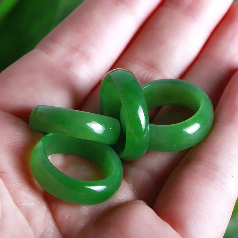 Natural Green Hetian Jade Ring - Women Fashion Jewellery avis et prix